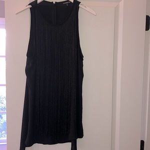 Fringe black sleeveless tank
